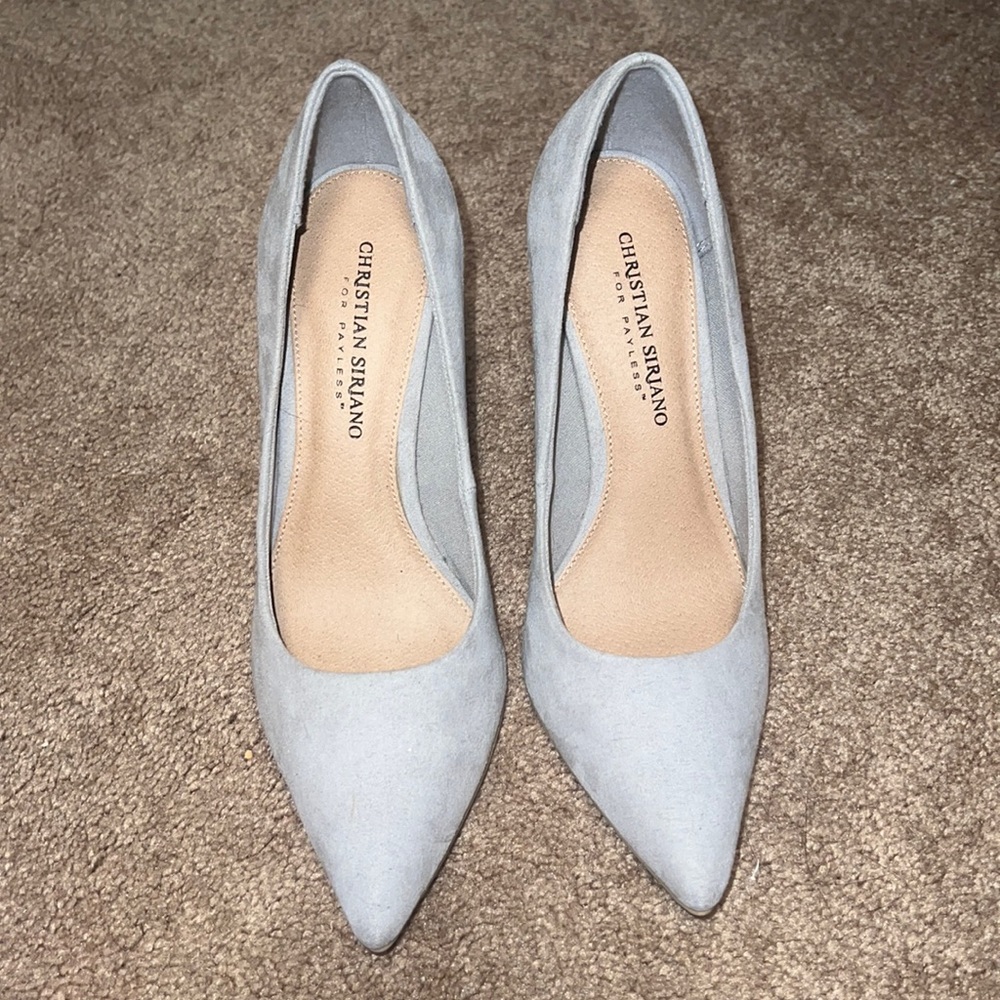 Christian Siriano light grey stilettos; size 7.5